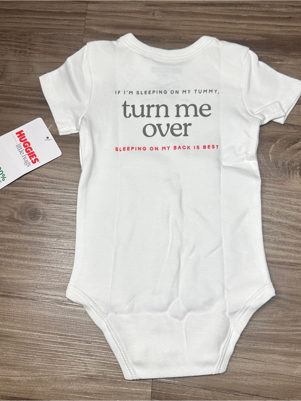 Huggies White "Turn Me Over" Infant One-Piece Bodysuit NB